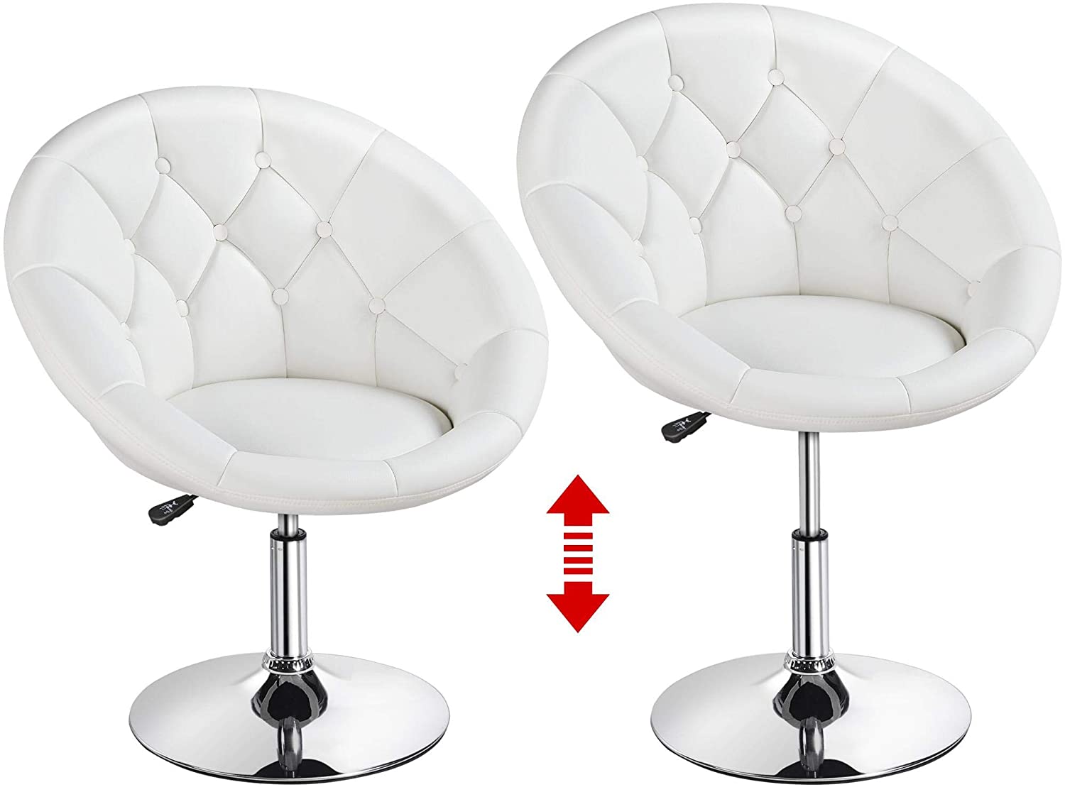 Vanity Chair Adjustable Round Back Seat Tilt Swivel Seat Barstool - Dealjas