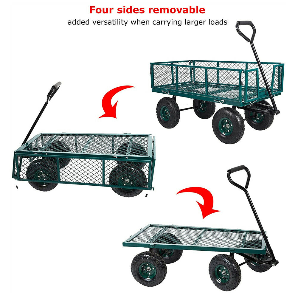 Garden Utility Cart Heavy Duty Outdoor Wagons Trailer Wheelbarrow - Dealjas