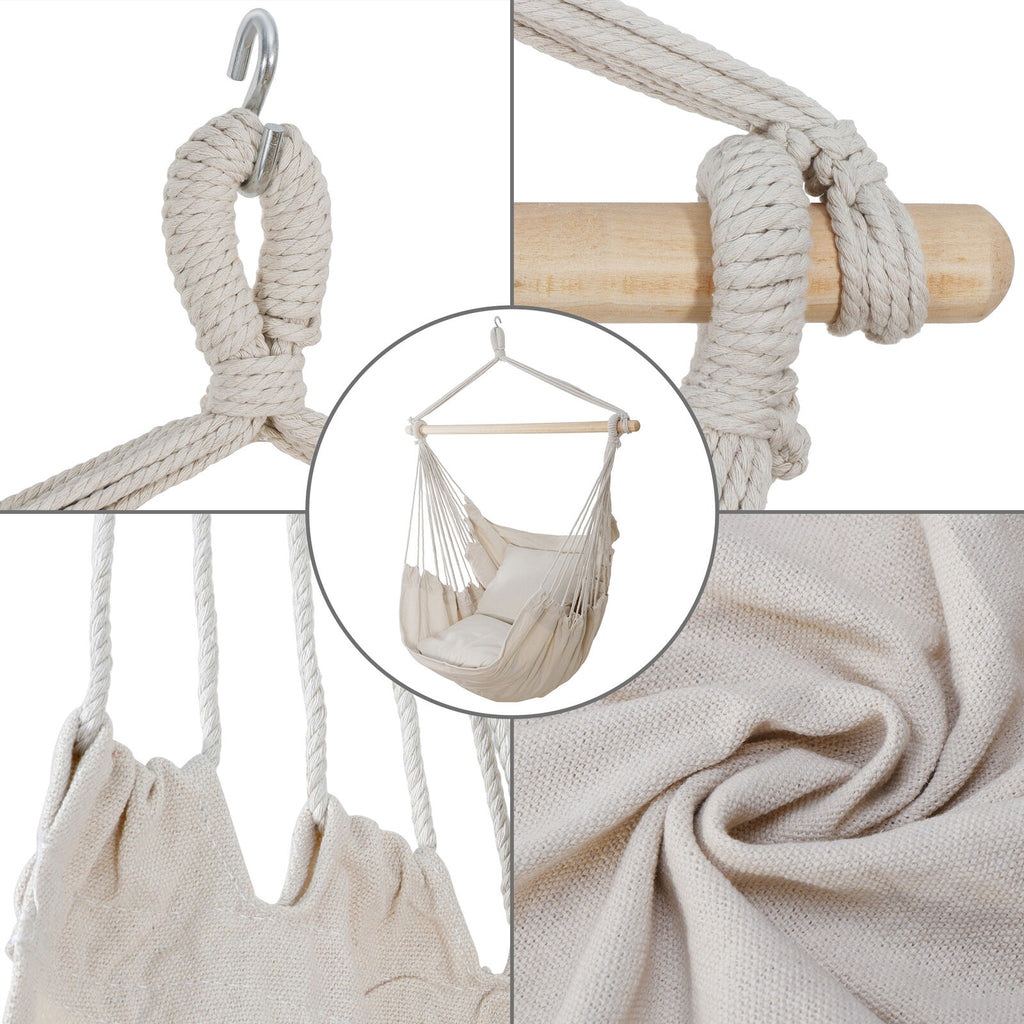 Hammock Chair Bedroom Hanging Rope Swing Chairs Porch Cushion Seat - Dealjas