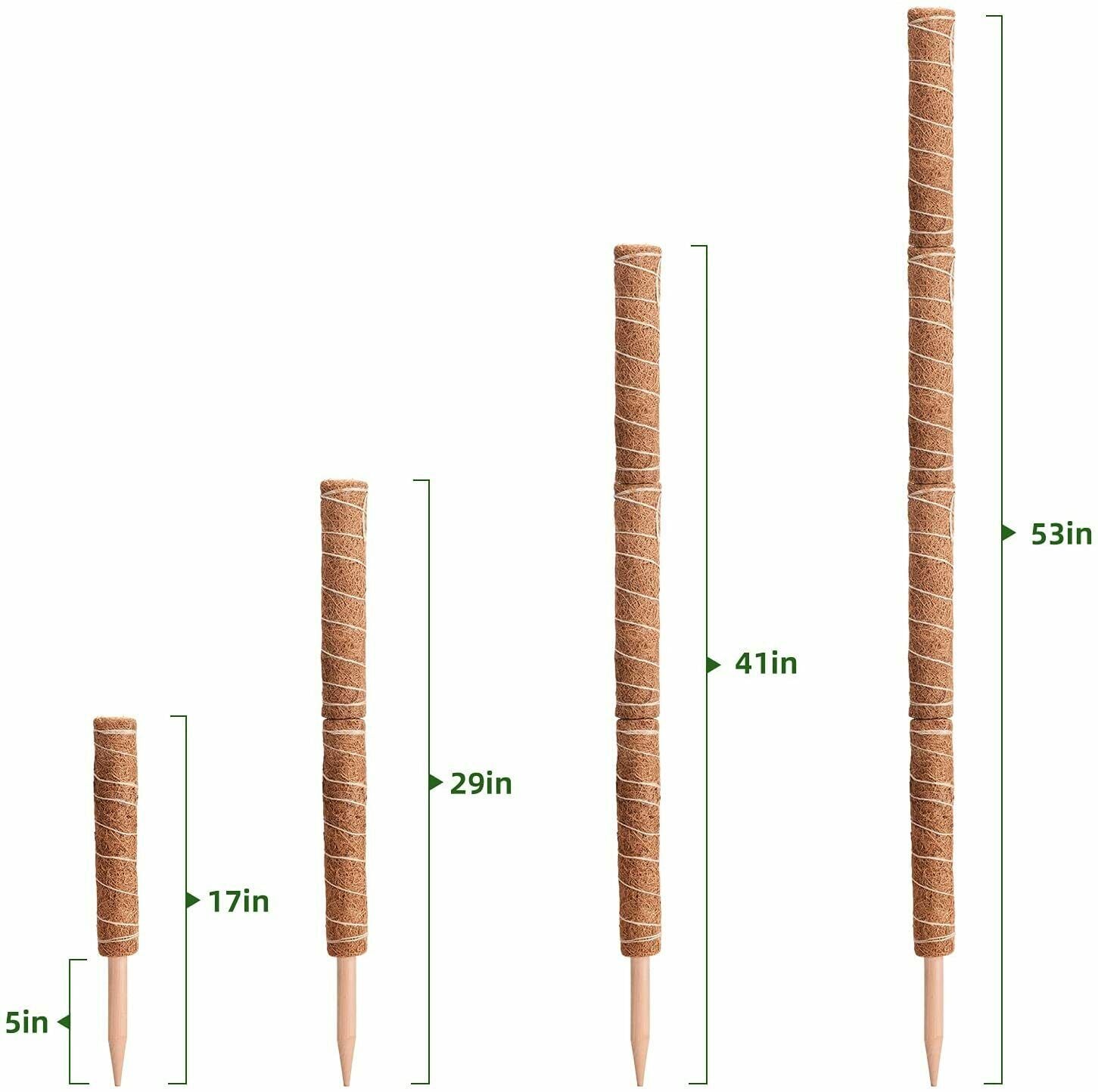 Moss Pole Monstera Coco Coir Poles Plant Support Stick 17'' Pack of 4 - Dealjas