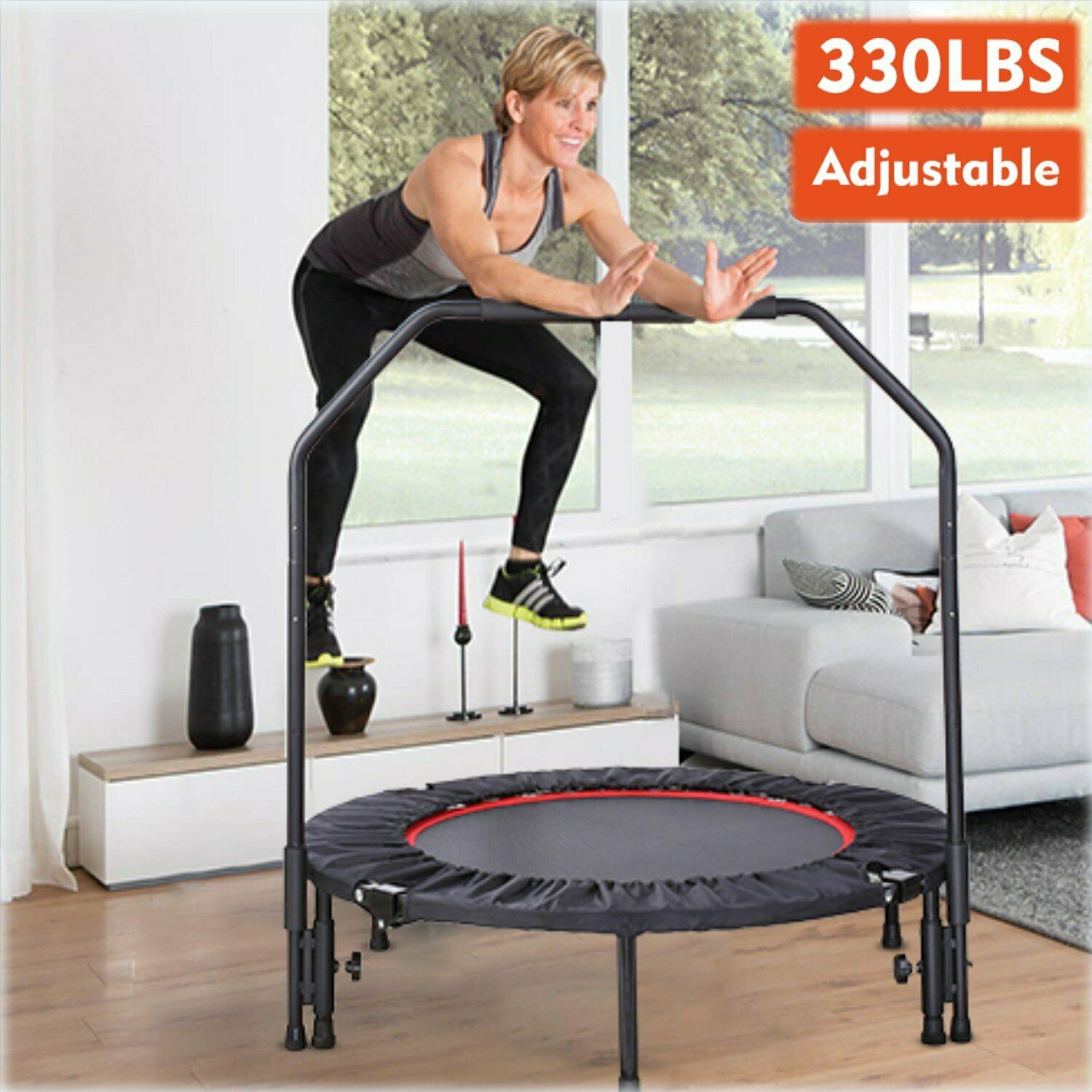 40" Adjustable Fitness Mini Trampoline Rebounder for Workout Exercise of Adult Kids - Dealjas