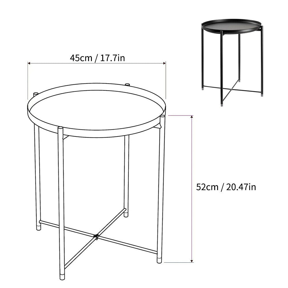 Metal Table Living Room Rounded Side Table Small Coffee Tables - Dealjas