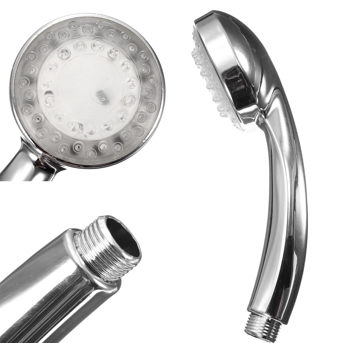 Chrome Hand Held Detachable LED Shower Head 7 Color Changing Water Glow Light - Dealjas