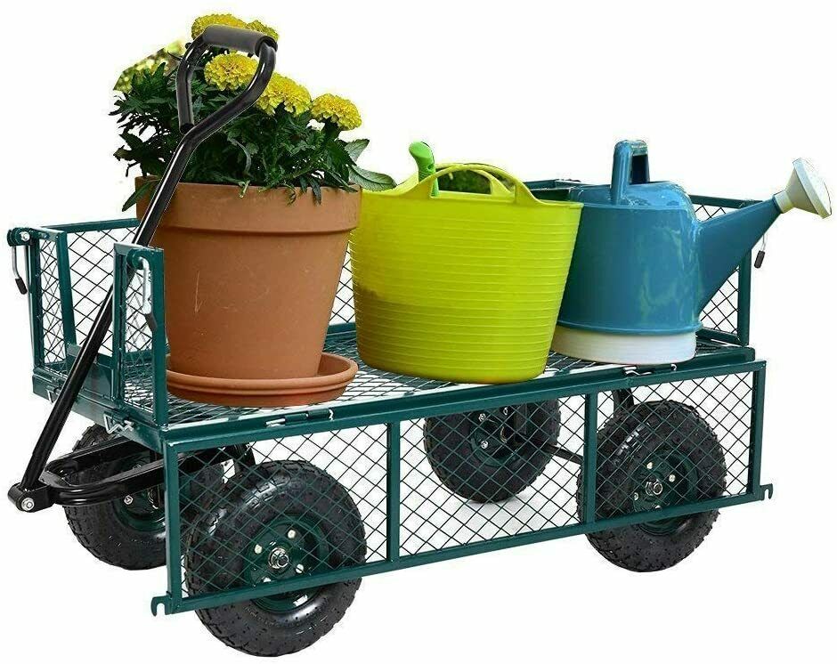 Garden Utility Cart Heavy Duty Outdoor Wagons Trailer Wheelbarrow - Dealjas