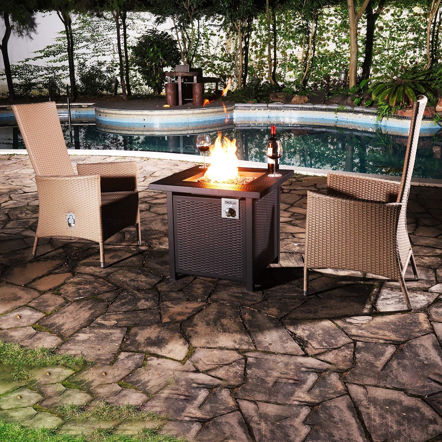 28" Propane Fire Pit Table Portable Outdoor Heating Patio Coffee Tables - Dealjas