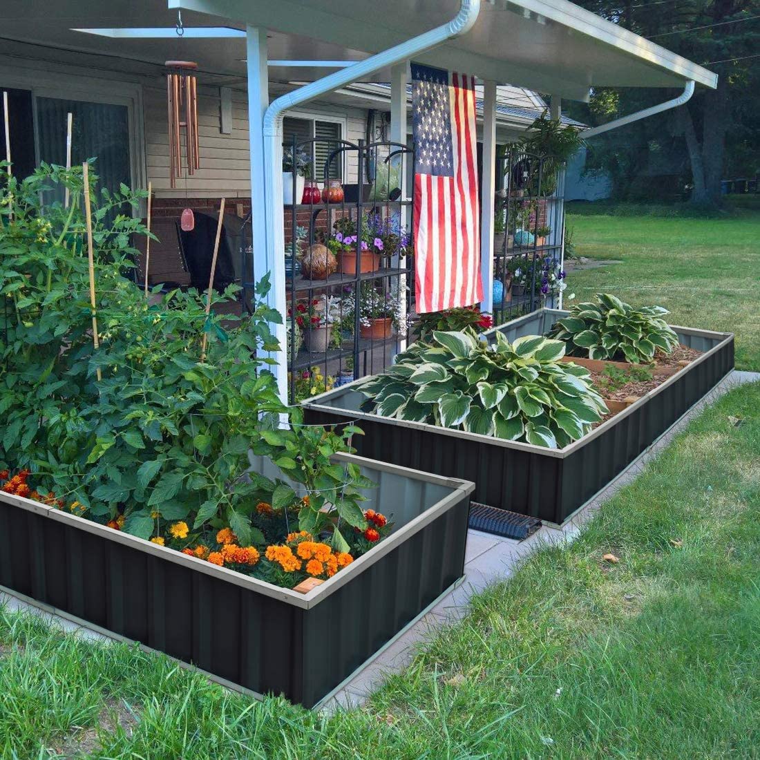 Raised Garden Bed Outdoor Galvanized Metal Vegetable Planter Box - Dealjas