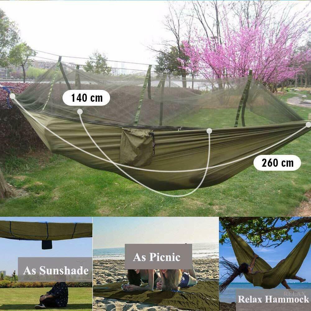 Camping Hammock with Mosquito Net Outdoor Hanging Sleeping Swing Chair - Dealjas