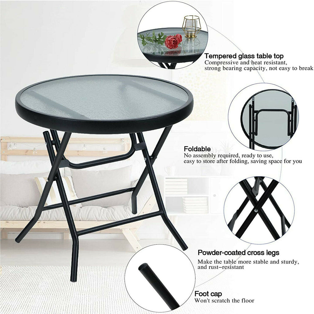Round Coffee Table Living Room Side Table Outdoor Folding Tables - Dealjas