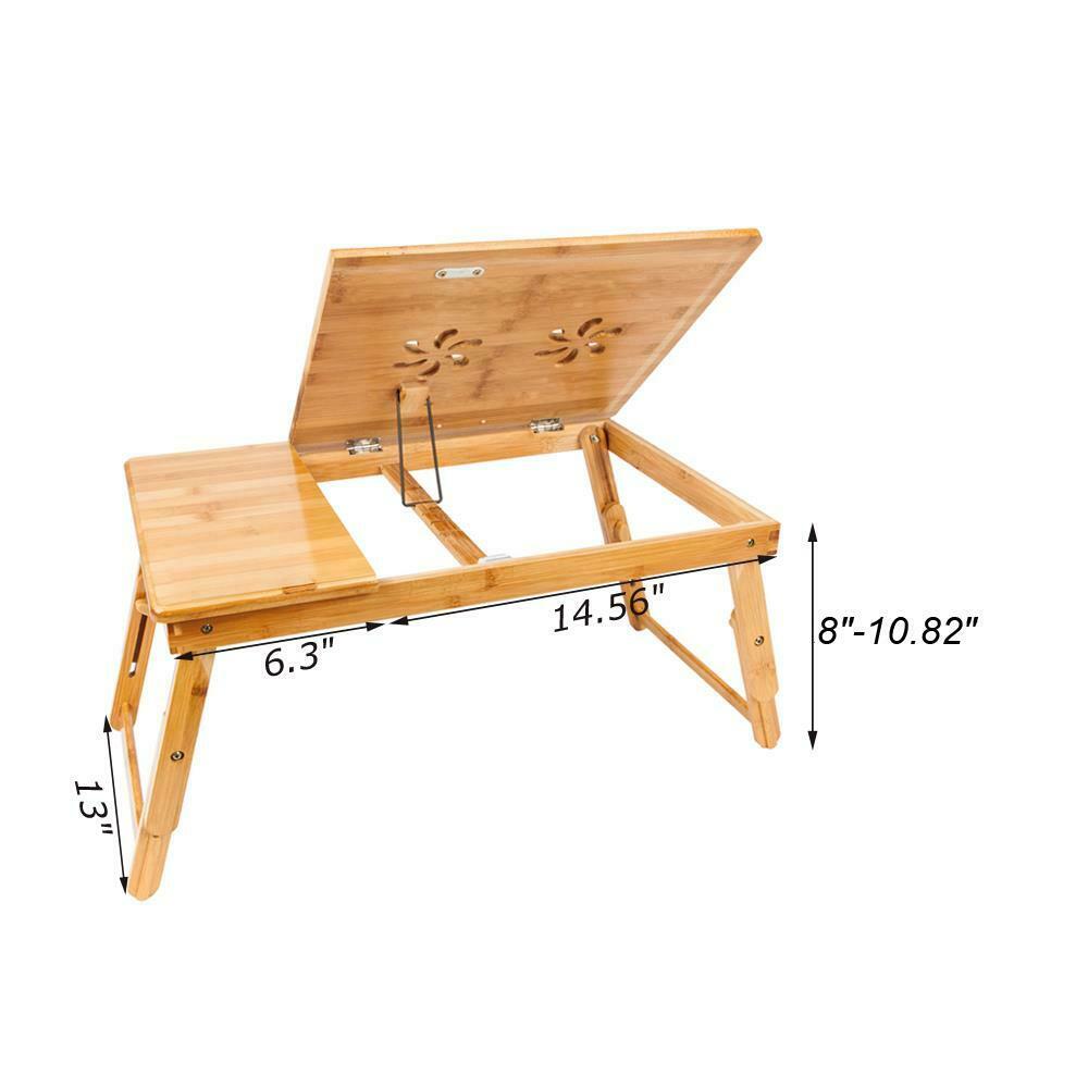 Lap Desk Portable Laptop Tray Adjustable Wooden Floor Bed Tilting Table Large - Dealjas