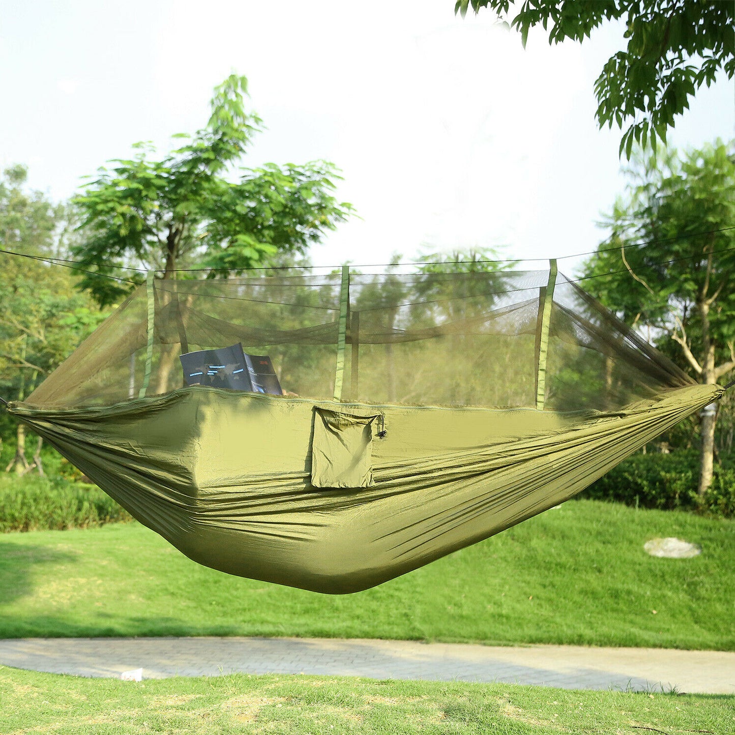 Camping Hammock with Mosquito Net Outdoor Hanging Sleeping Swing Chair - Dealjas