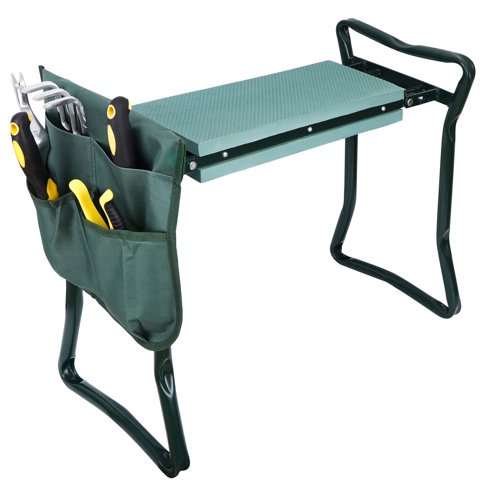 Folding Garden Kneeler Bench Stool Eva Pad Seat With Tool Bag Pouch - Dealjas