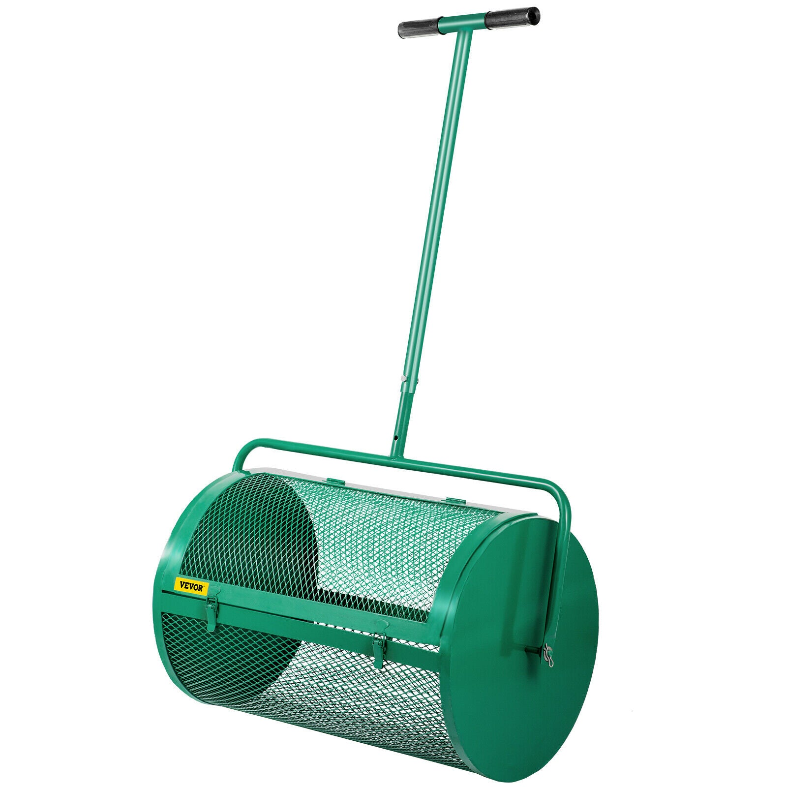 Compost Spreader Lawn Garden Peat Moss Rolling Spreader Metal Basket - Dealjas