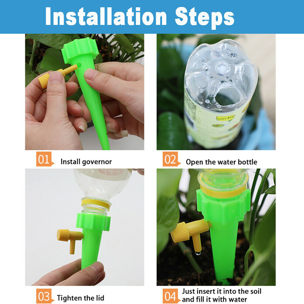 Plant Self Watering Spikes Garden Drip Irrigation Stakes 12 Packs - Dealjas