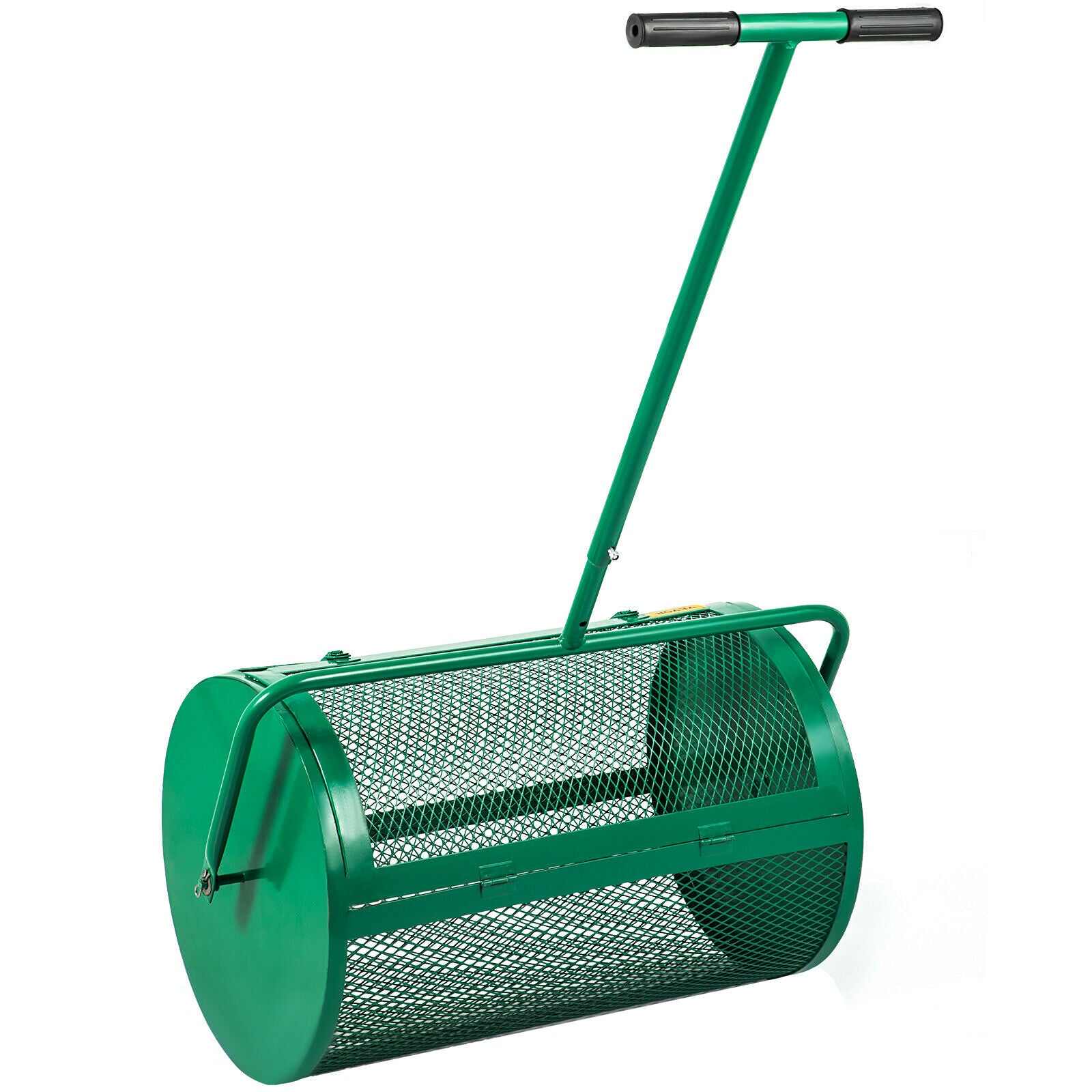 Compost Spreader Lawn Garden Peat Moss Rolling Spreader Metal Basket - Dealjas