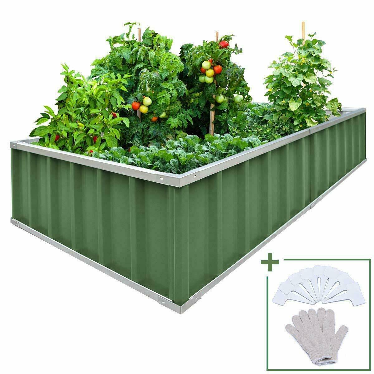 Raised Garden Bed Outdoor Galvanized Metal Vegetable Planter Box - Dealjas