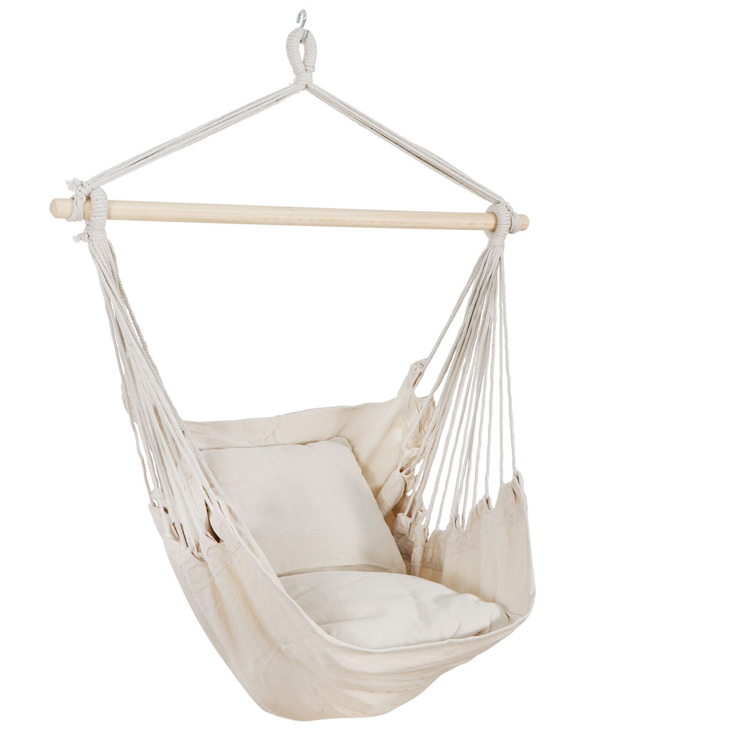 Hammock Chair Bedroom Hanging Rope Swing Chairs Porch Cushion Seat - Dealjas