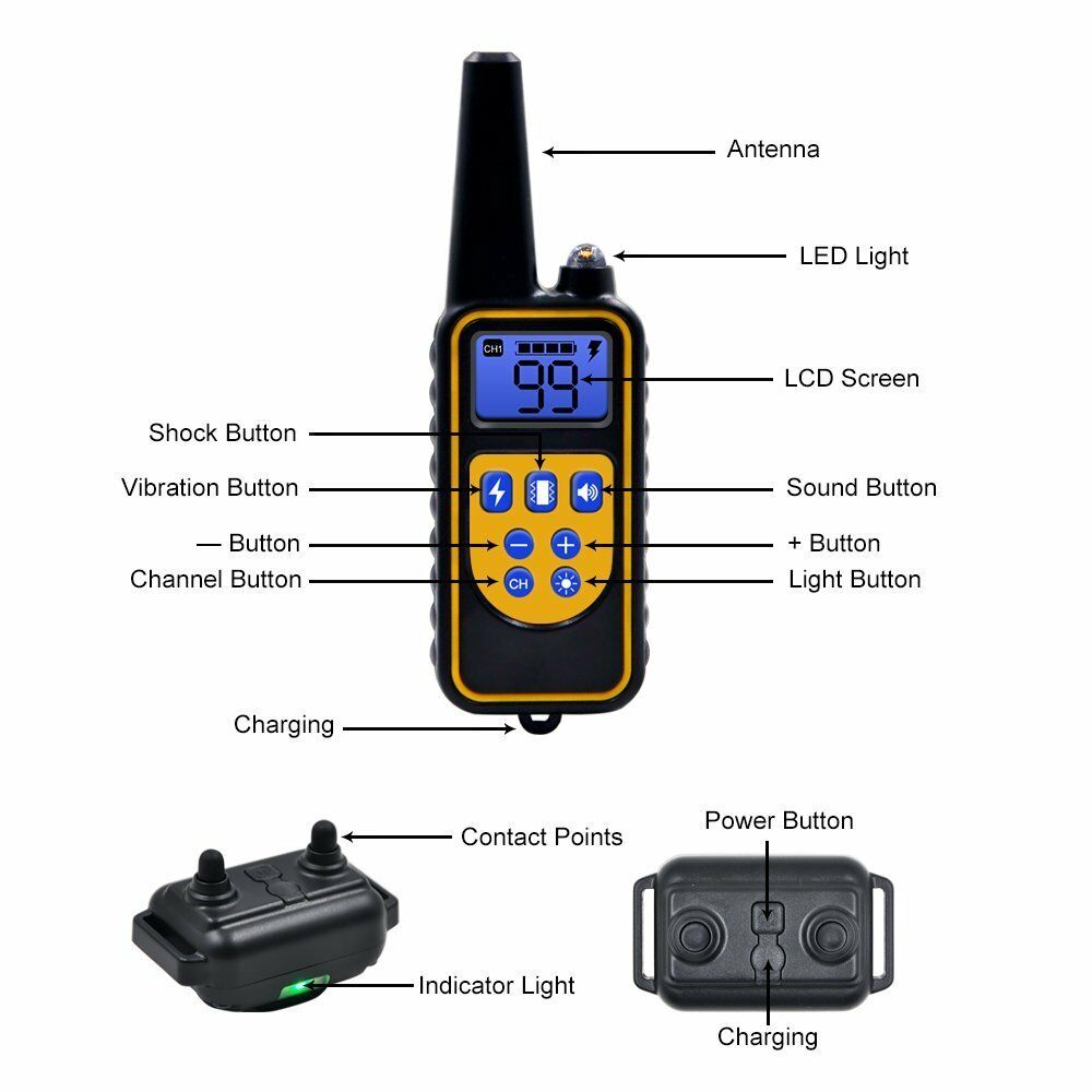 Dog Shock Collar Rechargeable with Remote Control - Waterproof 2600 FT - Dealjas