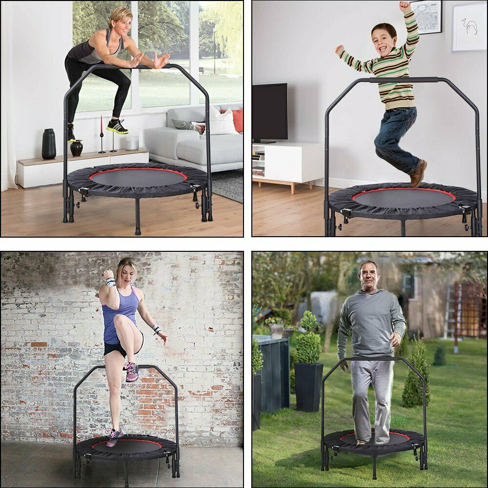 40" Adjustable Fitness Mini Trampoline Rebounder for Workout Exercise of Adult Kids - Dealjas