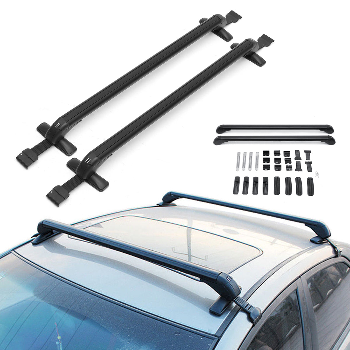 Aluminum Car Roof Rack Cross Bars Luggage Ski Kayak Carrier - Dealjas